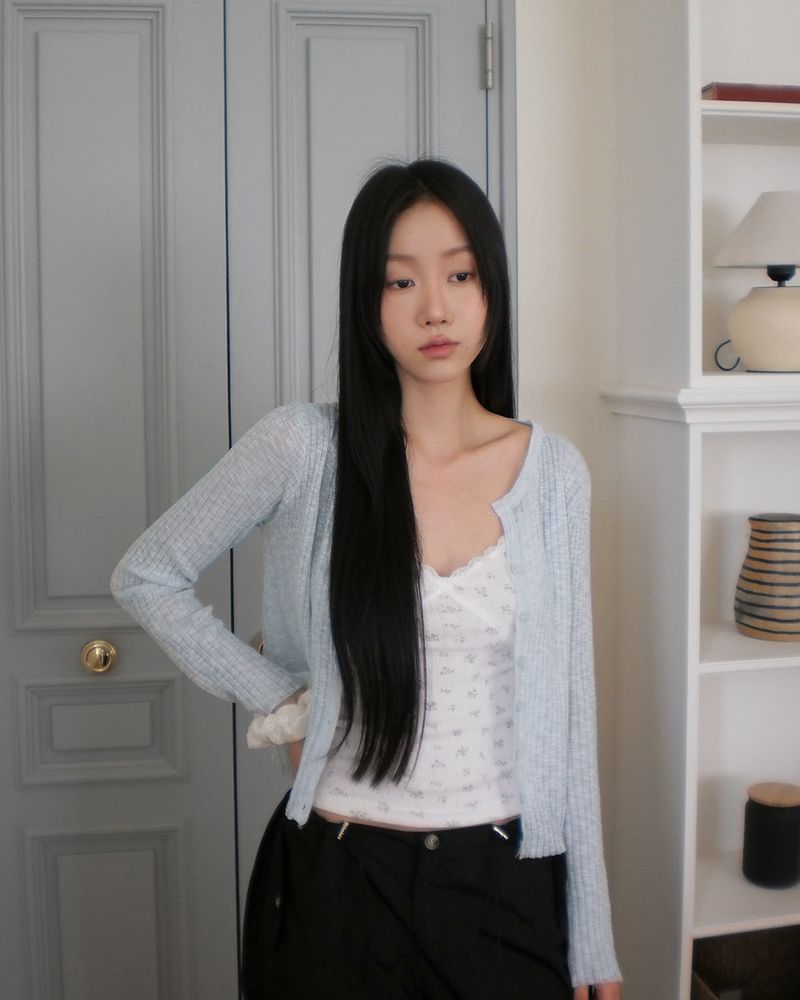 Yoring Summer See-Through Ribbed Cardigan