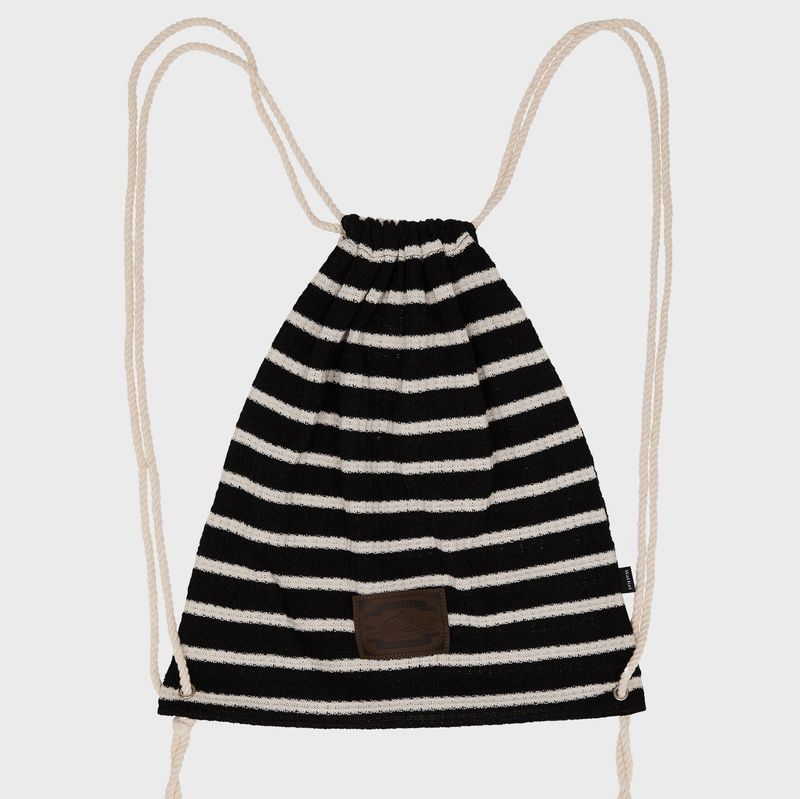 Stripe knit string bag