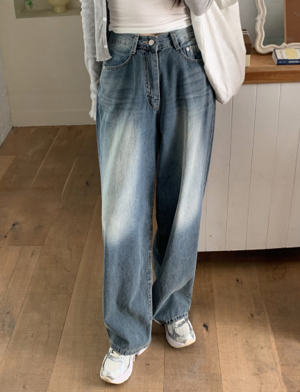 Blue Deep Washed Denim Wide Pants