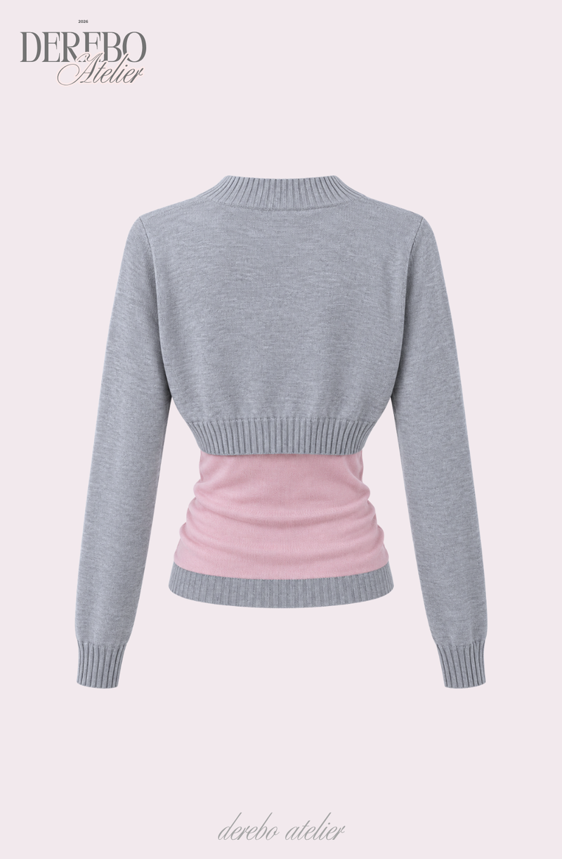 Pink gray bolero top two-piece