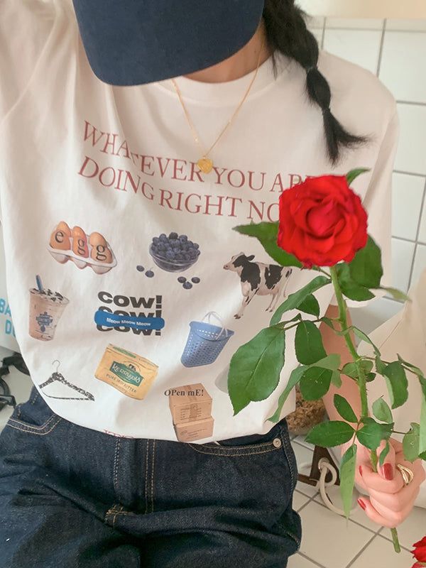 frenchaube（フレンチオーブ）の「カウビンテージレタリングコットン半袖Tシャツ / Cow vintage lettering cotton short-sleeved T-shirt（トップス）」