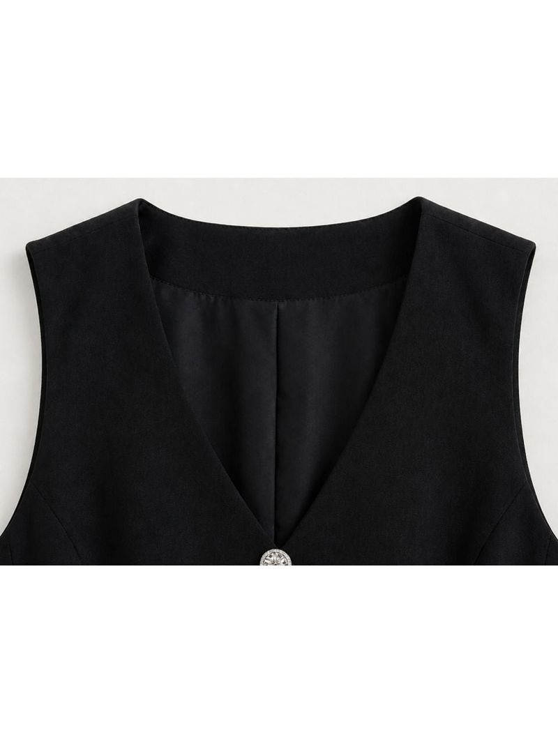 [PRE-FALL] Dana Vintage Button Tailored Vest Black