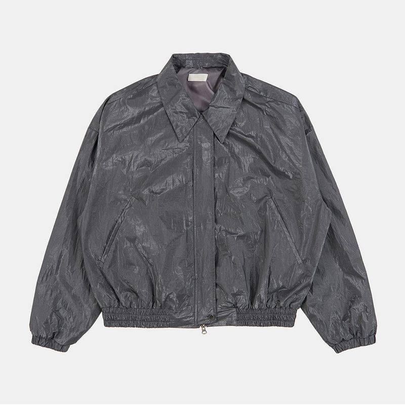 Urban glossy short zip-up jacket