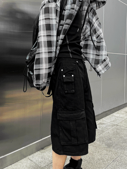 Multi-Pocket Cargo Bermuda Shorts