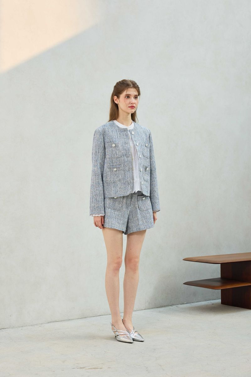 CHERISH TWEED JACKET / SKY BLUE