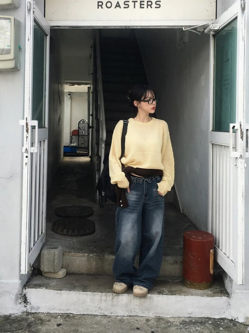 Plum Folding Wide Denim Pants (2c)