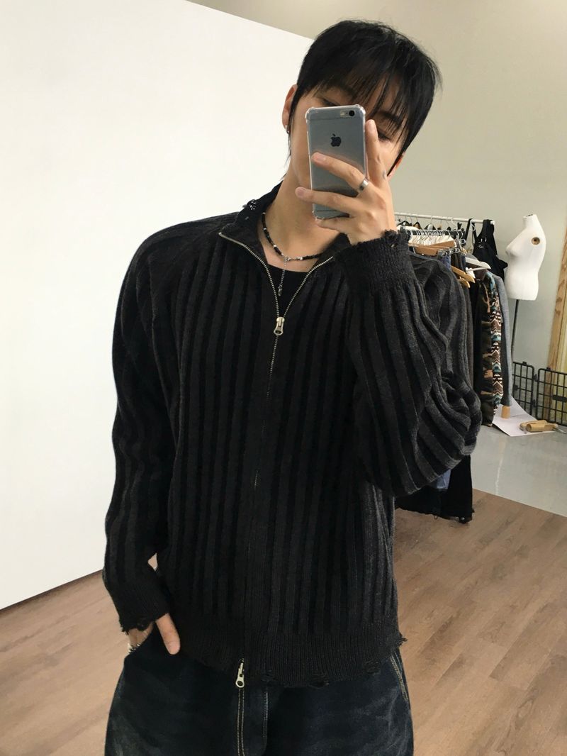 DL Ribbed Knit Zip-Up 3C