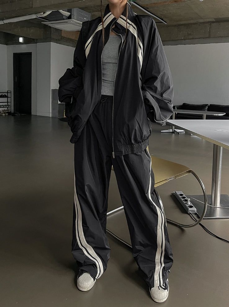Stung Leather Track Balloon Zip-Up