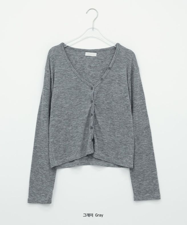 Genoc V-Neck Slim Fit Color Cardigan
