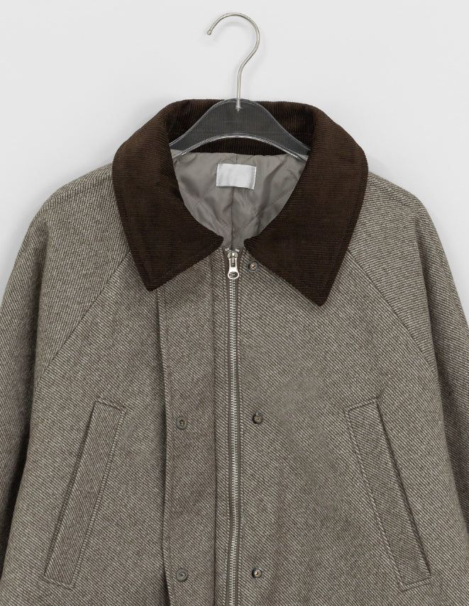 Endet Corduroy Collar Quilted Half Coat