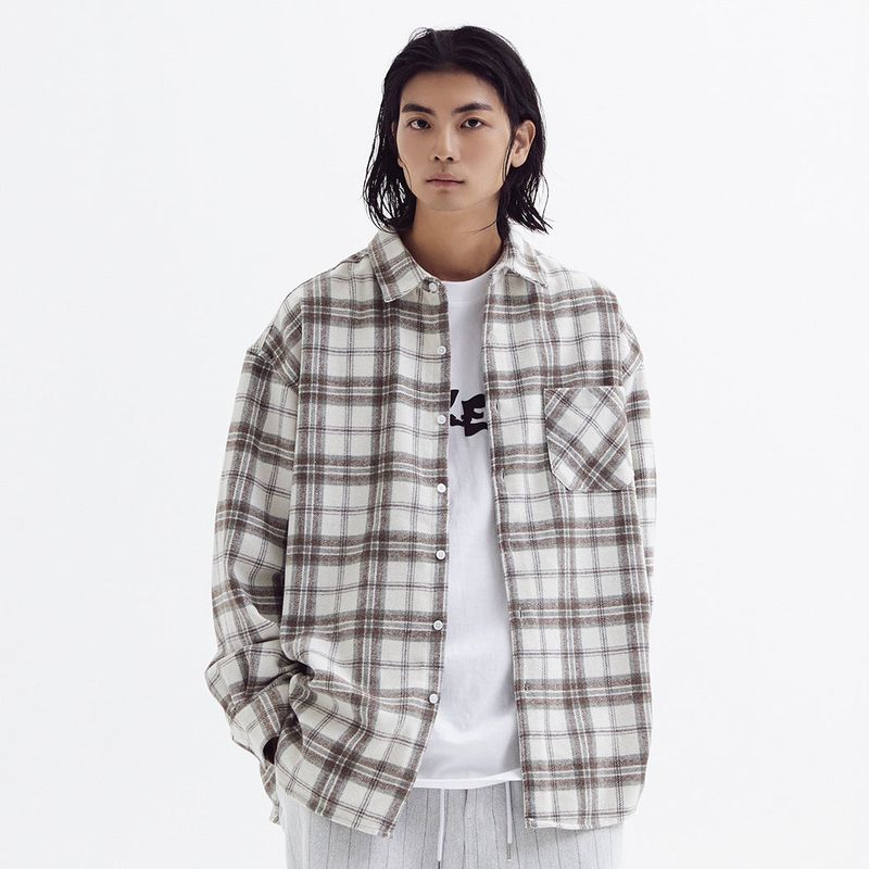 AKECII(アケシ)の「ルーズウールチェックスカート(Beige)(スカート)」