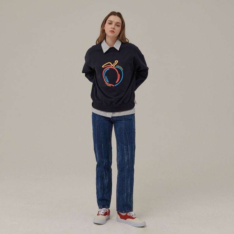 PEACH EMBOSSED PRINT SWEATSHIRT_NAVY