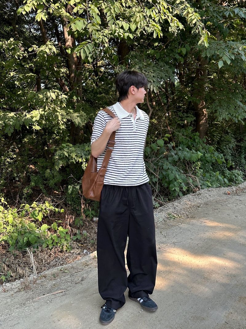 [Premium] Dail boucle stripe collar knit