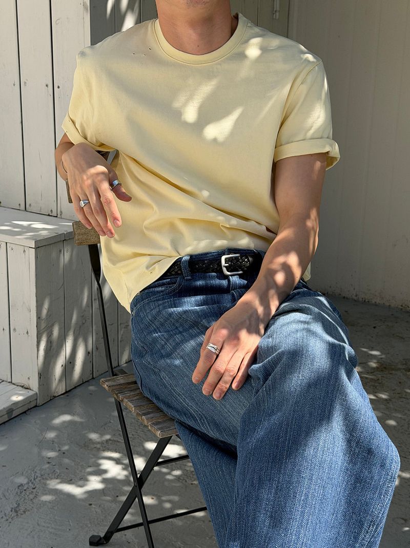 LAURANT(ロラン)の「Heavy cotton damage half t-shirts(5color)(Tops)」