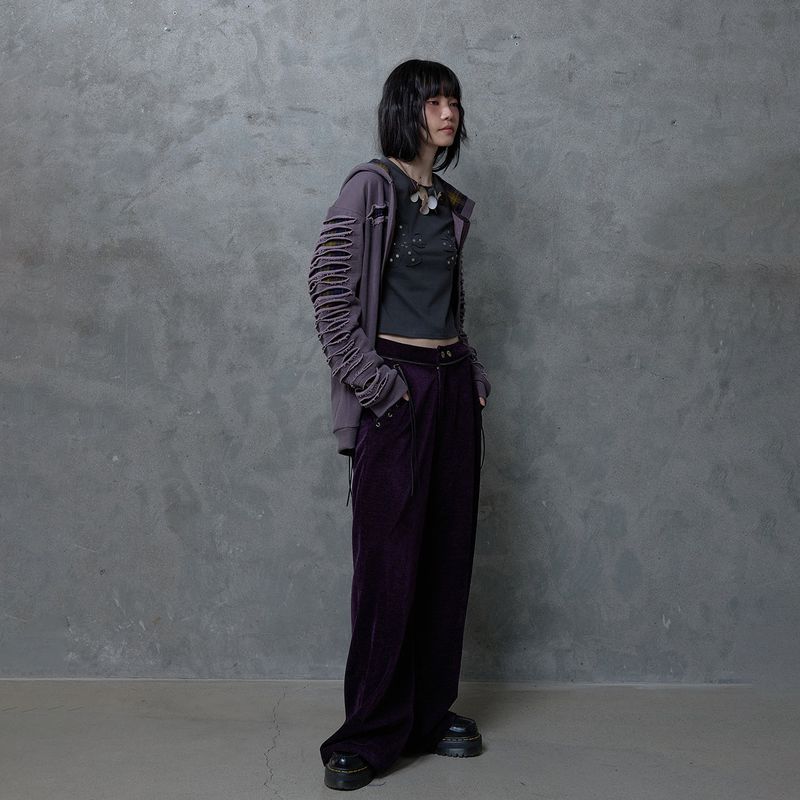 ZIP TEETH PANTS: PURPLE