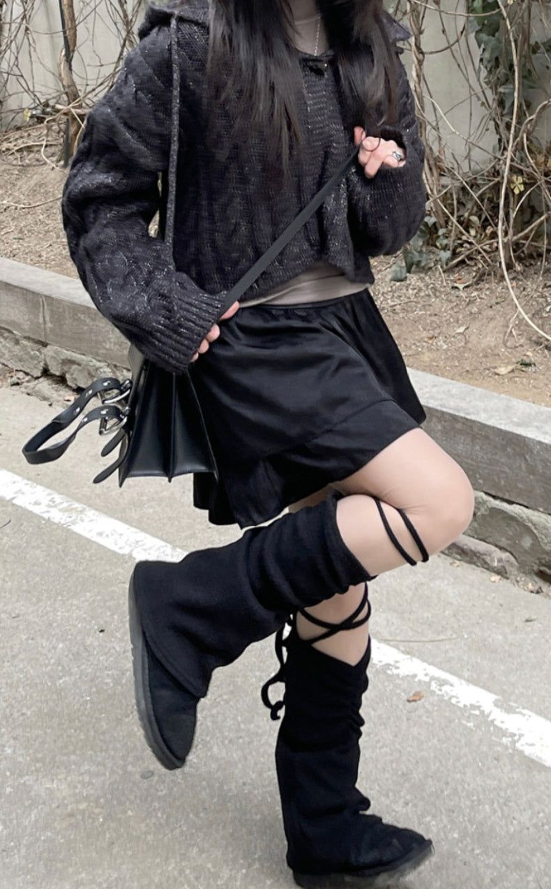 shirring strap ribbon leg warmer