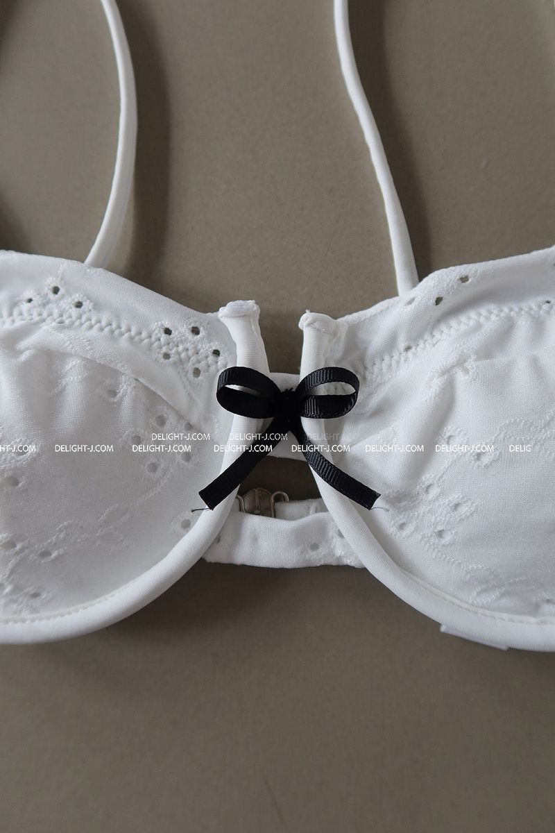 punching eyelet ribbon skirt bikini