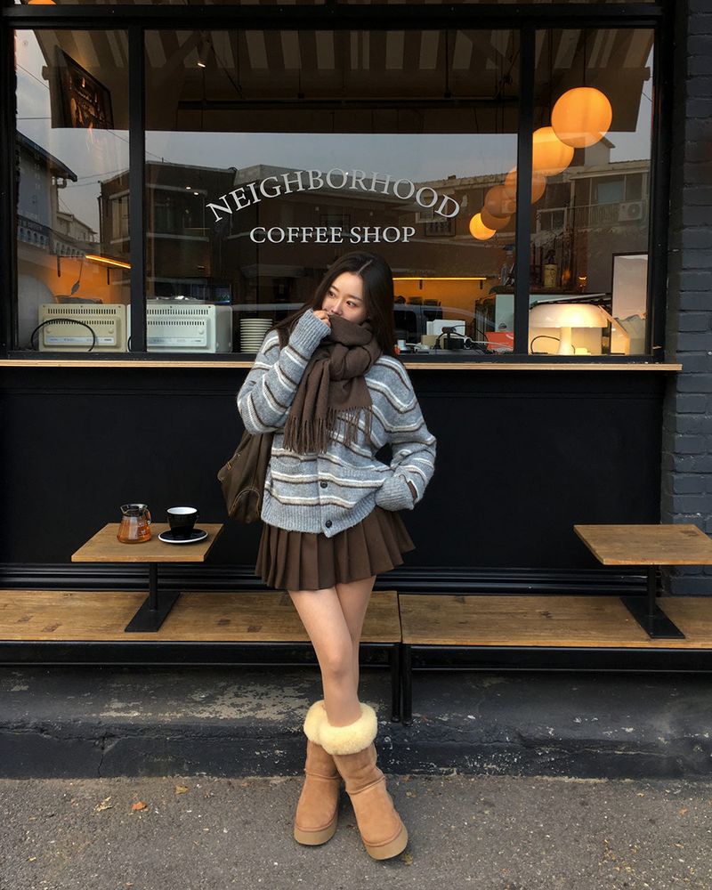 [ORIGINAL] Sand Stripe Oversized Wool Cardigan