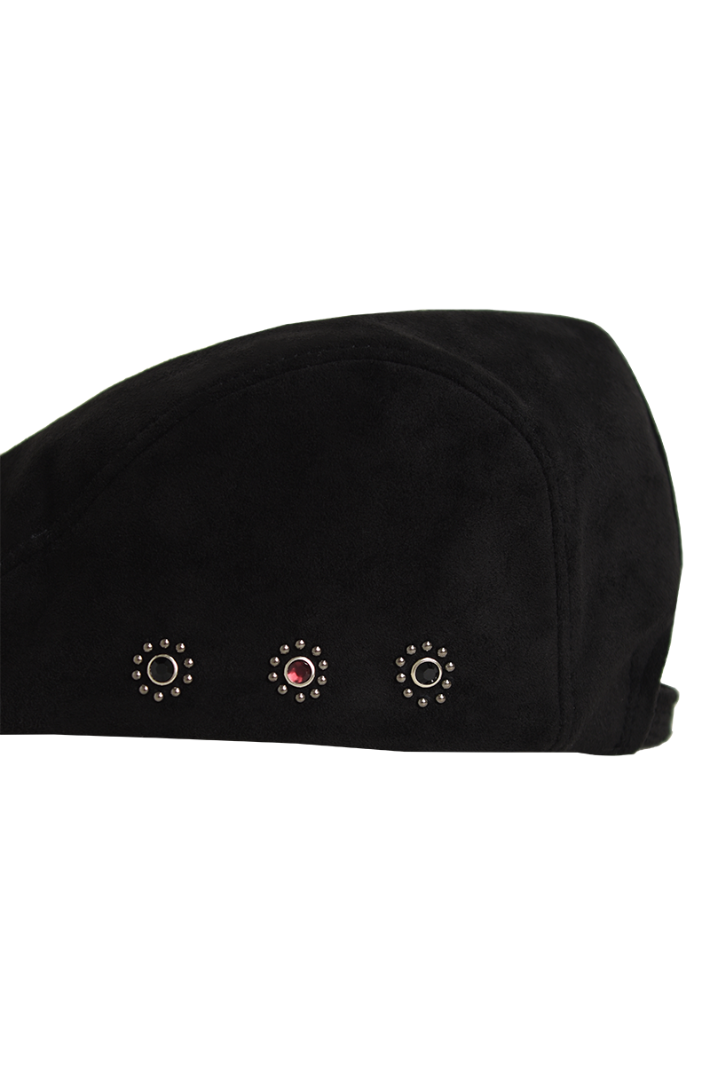 Eco Suede Stud Hunting Cap (Black)