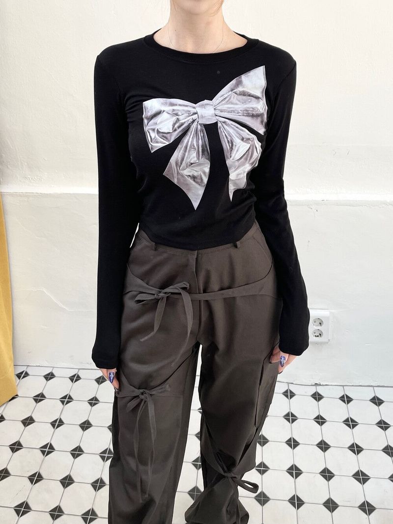 1168. Silver ribbon slim T (2color)