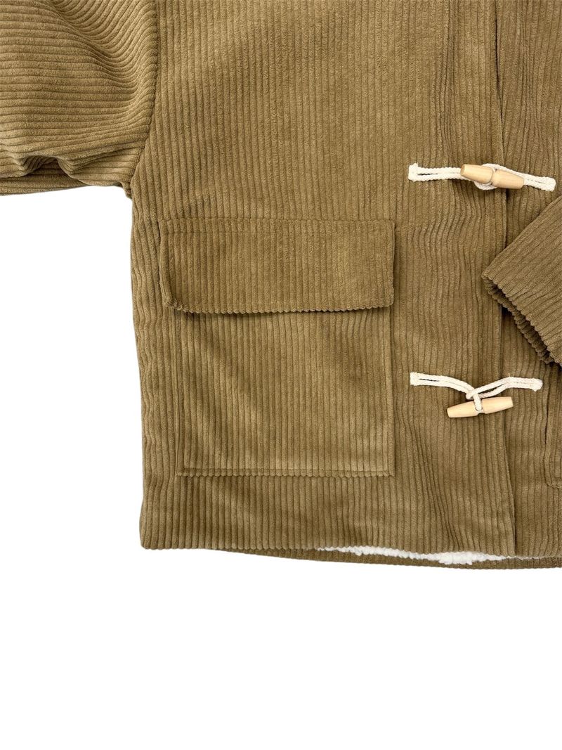 Ribbed Corduroy Duffle Coat (3 Colors)