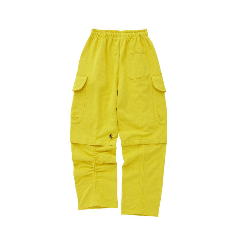 Back point shirring cargo sweat pants (Melange Yellow)