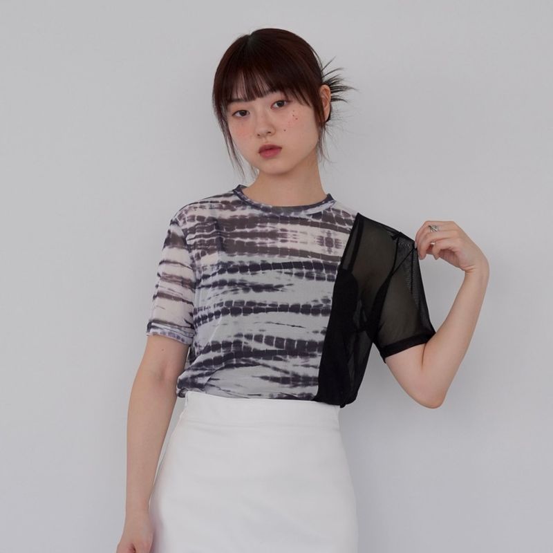 marble sheer switching tops