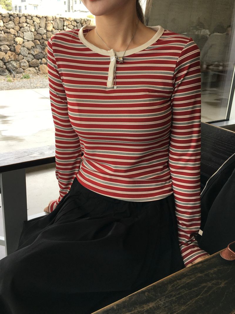 Very Striped Button Long Sleeve (3c)