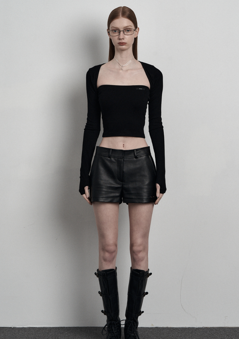[mnem] pure padded tube top (black)