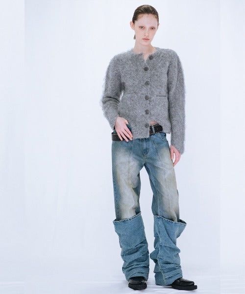 OVERLAP TUCK DENIM PANTS