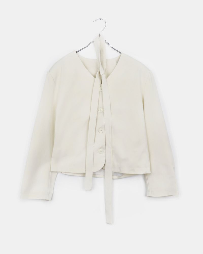 Teoleu V-neck button-down long-sleeved jacket