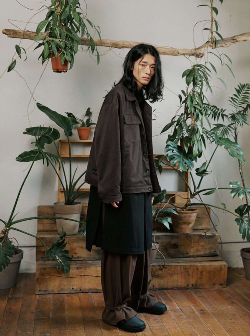unisex strap balloon pants brown