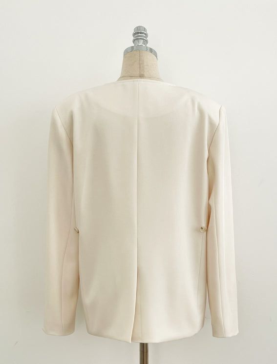 Illy V-neck No Collar Jacket (Belt set)