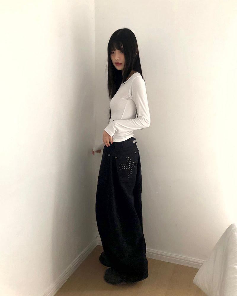 Kumin cross stud balloon wide pants