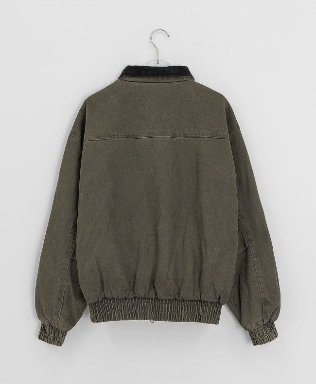 Lano Washing Color Matching Collar Work Jacket