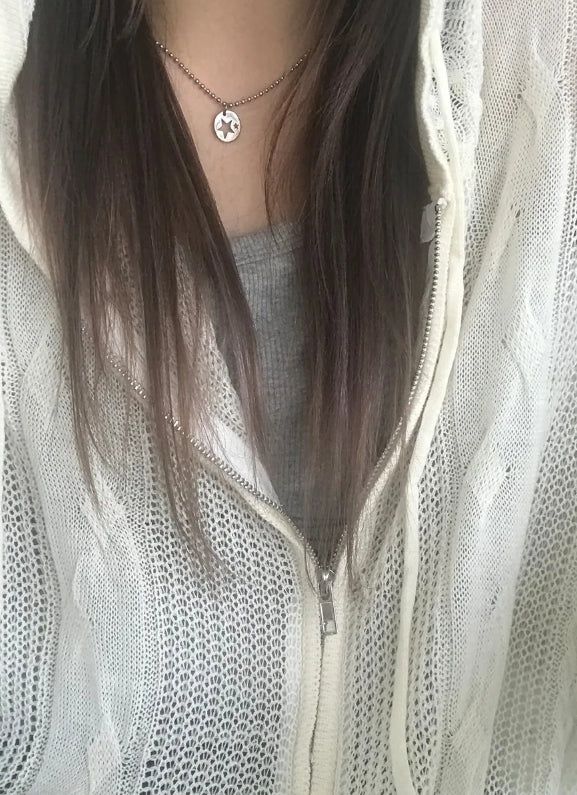 TWISTED KNIT HOOD ZIP-UP
