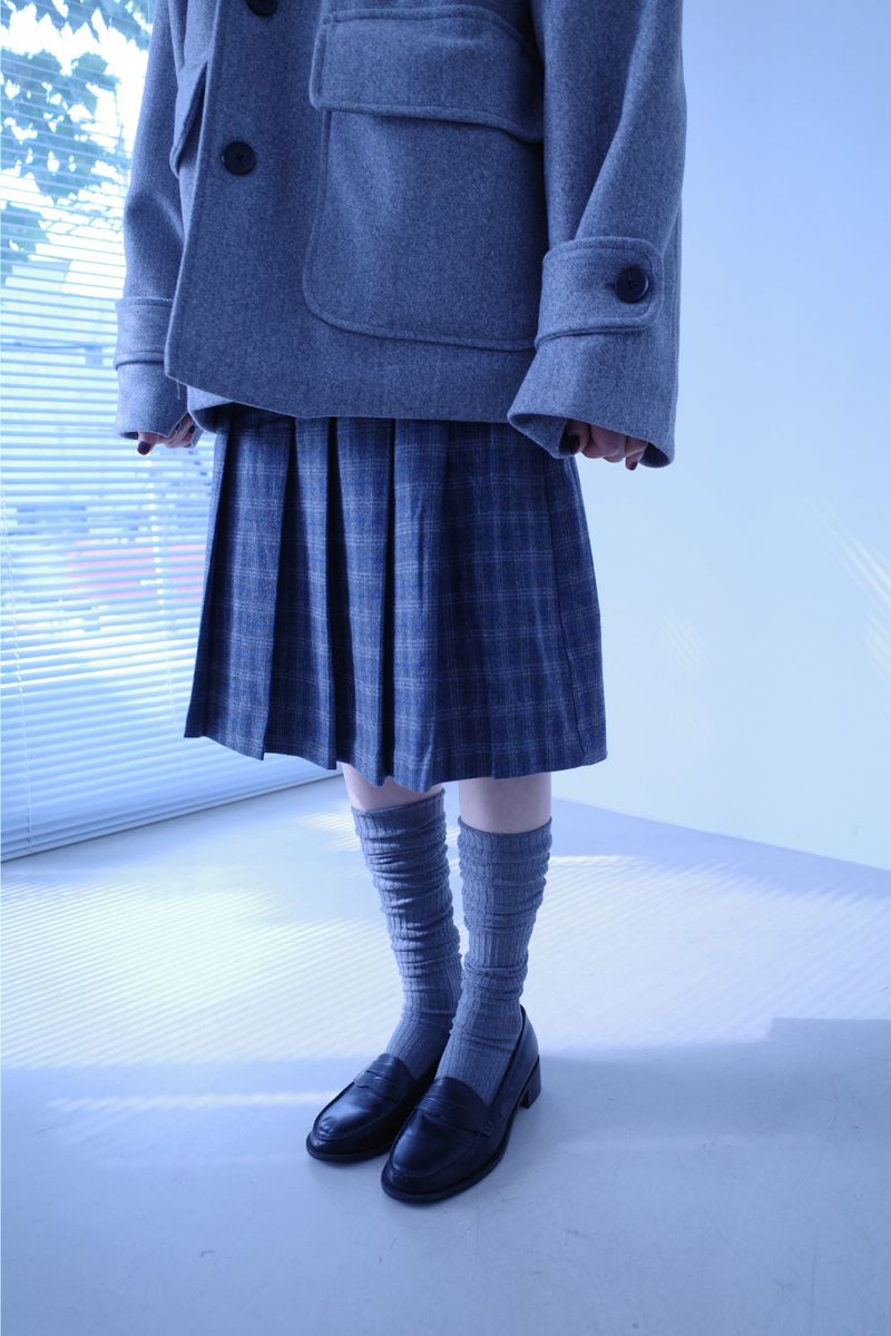 Hose check pleats midi sk (2color)