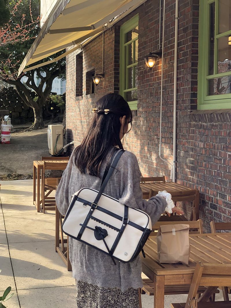 Classic ribbon school bag_canvas black