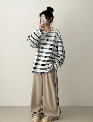 Enz Side Track Line Wide Pants