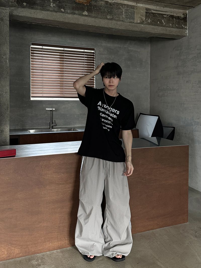 Vein Nylon Track Wide Pants