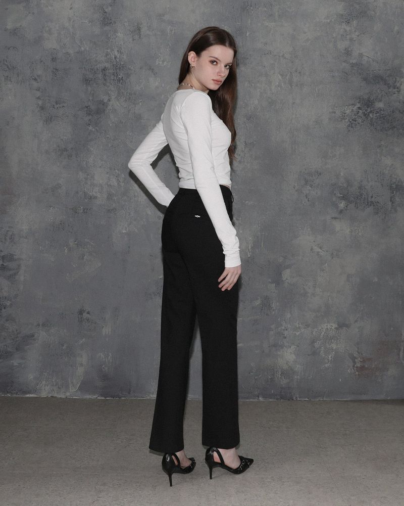 Metal Triclipse Semi Bootcut Slacks Black