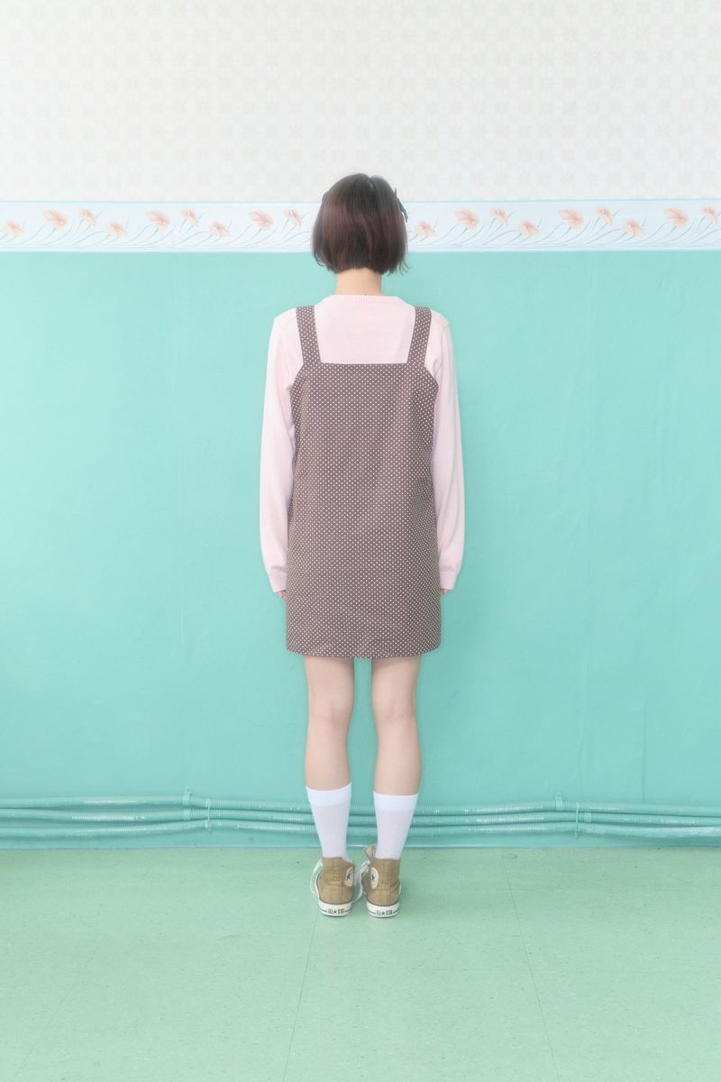 DOLLY BUTTON MINI DRESS (BROWN)