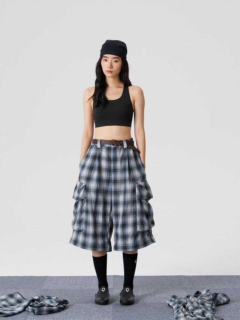 FMACM Two-in-One Side-Pocket Check Trousers