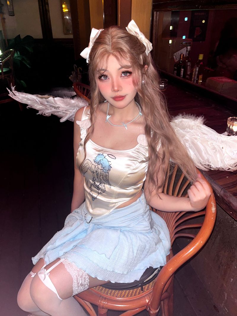 allbubble angel print vest