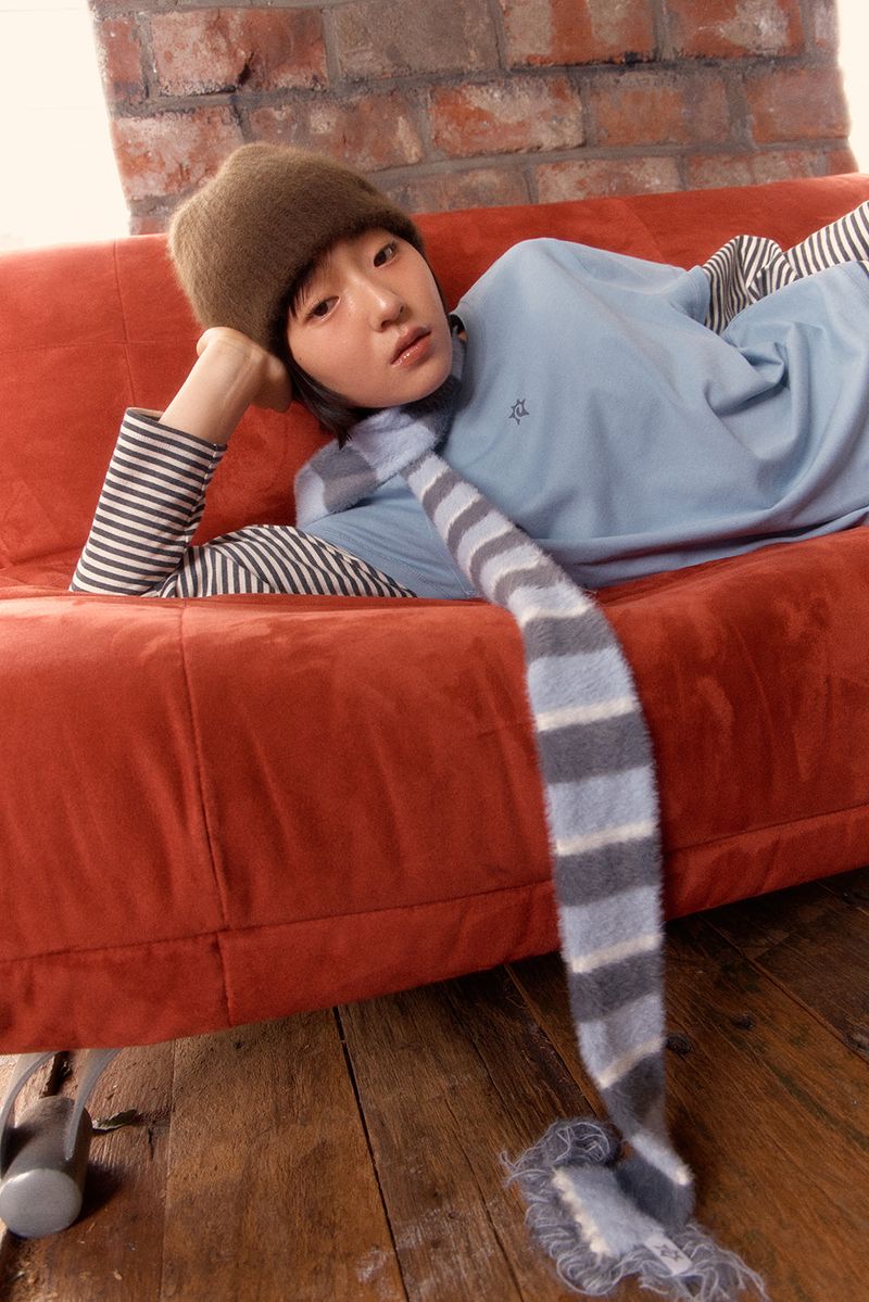 LOGO LAYERED STRIPE TEE (SKY BLUE)
