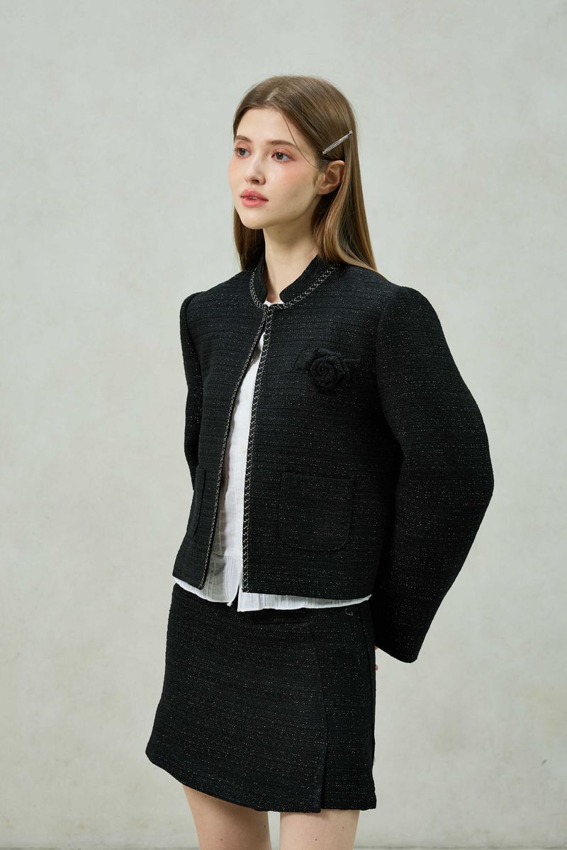 AGLOW TWEED JACKET / BLACK