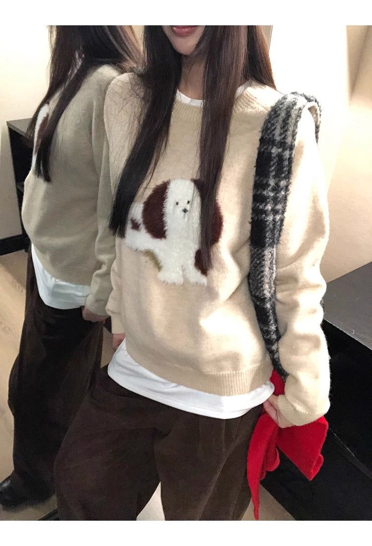 brown flower wool fleece zip-up
