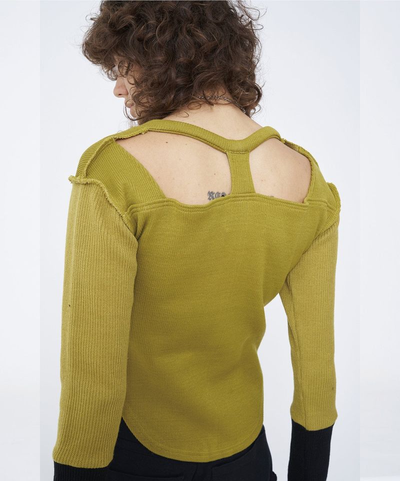 BICOLOR EXTRA LONG SLEEVE RIB TOP