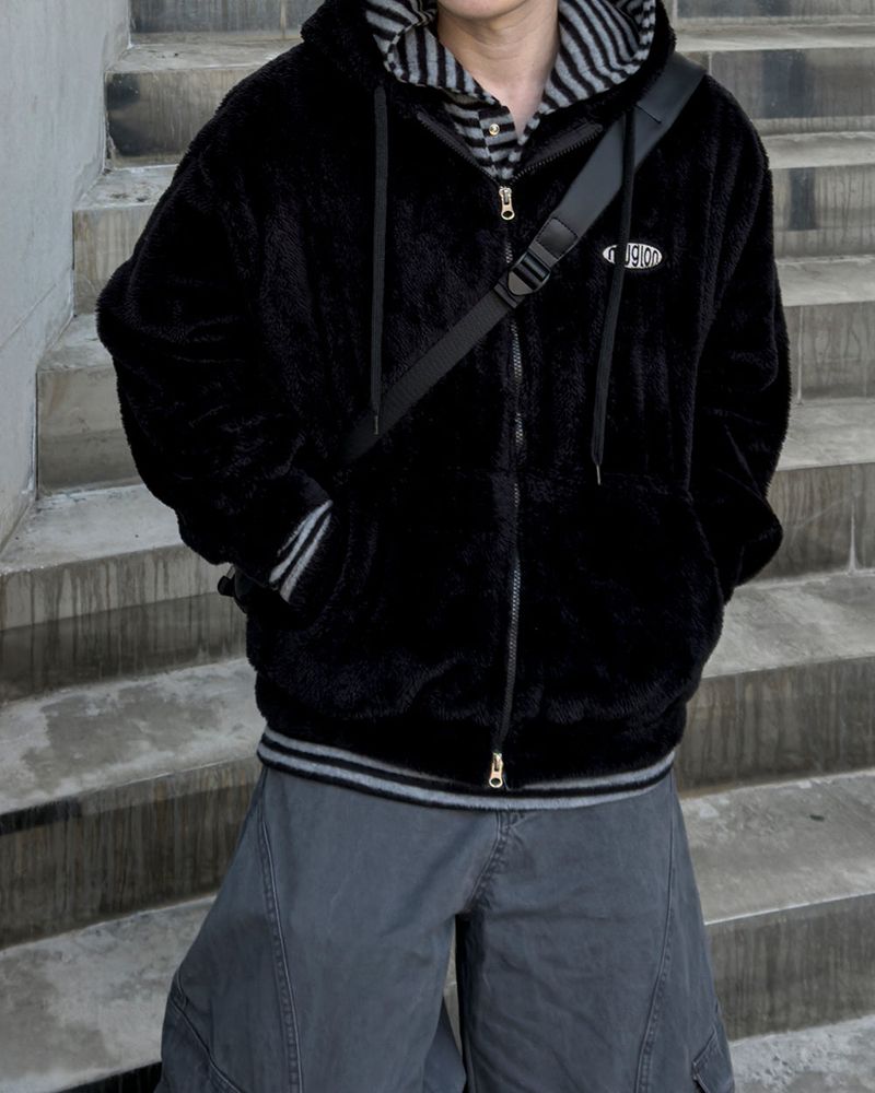 Perrin Fleece Shearling Hood Zip-Up