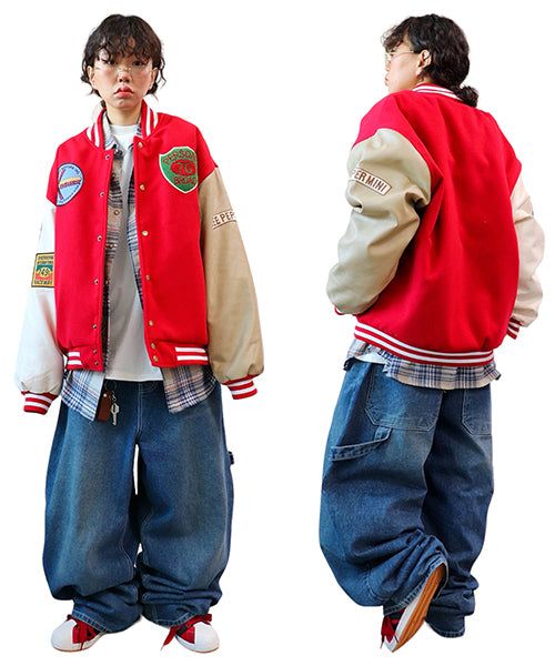 Oversized Varsity Jacket with Patches